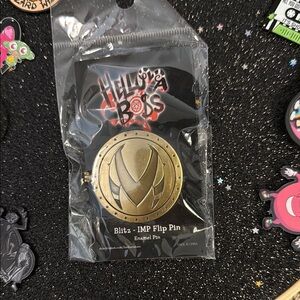 Helluva Boss Blitz IMP Flip Enamel Pin - Antique Gold
